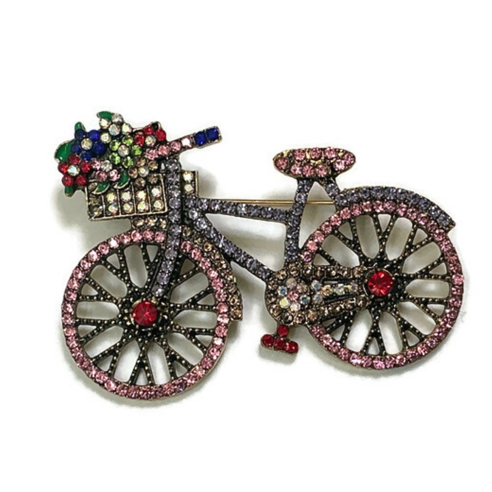 Pink and Purple Bicycle Brooch - Picture 2 of 6